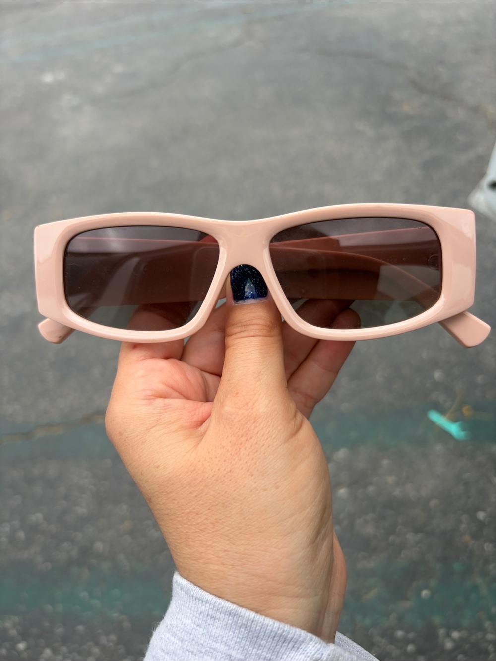 Women's Rectangular Sunglasses - Blush Pink Frame, Brown Lenses